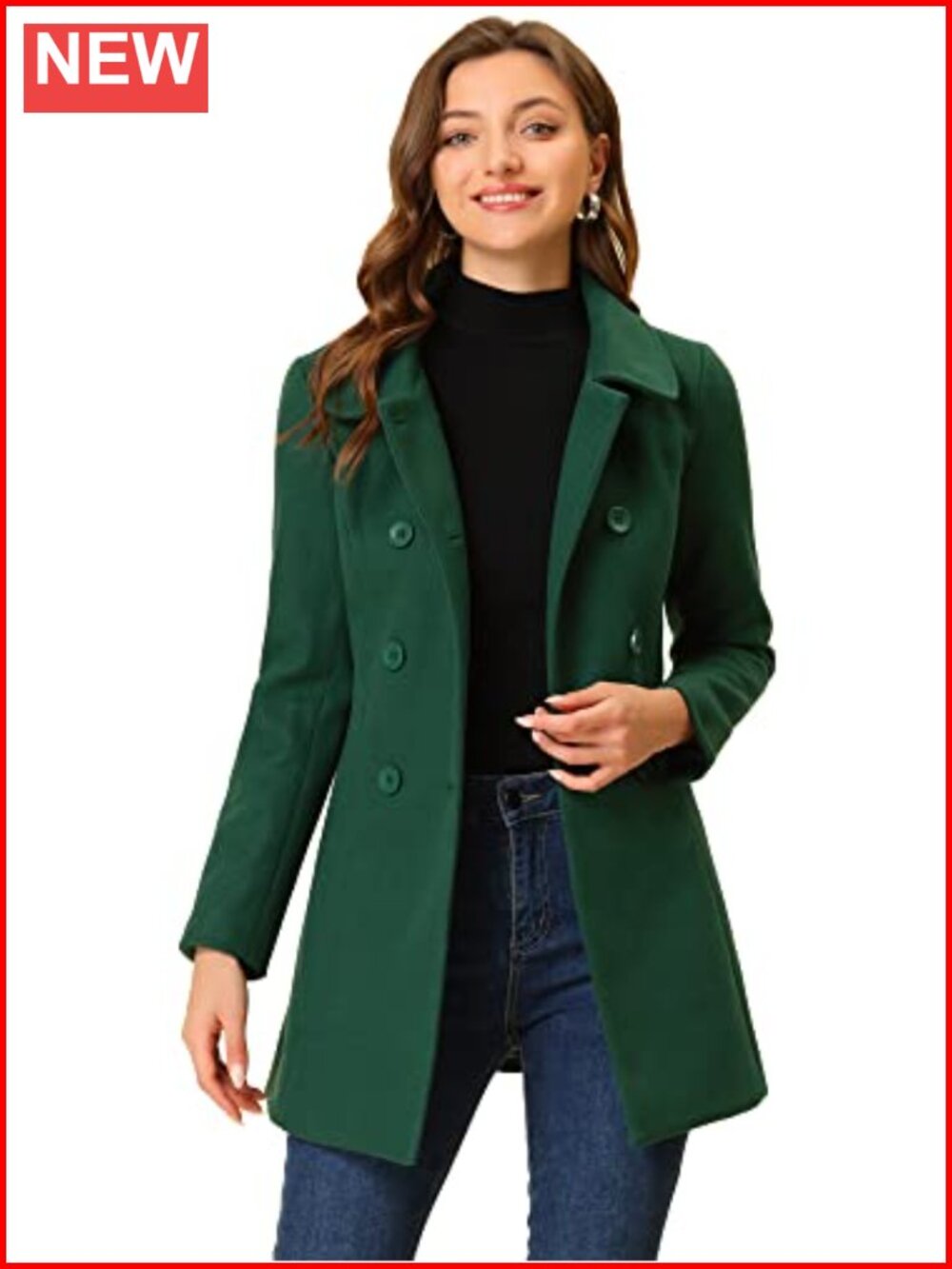 Peter Pan Collar Double Breasted Winter Trench Pea Coat